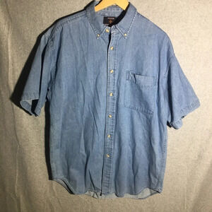 Mens Coliseum Button Down Shirt Casual Denim Feel Vintage 90s Cotton Gorpcore